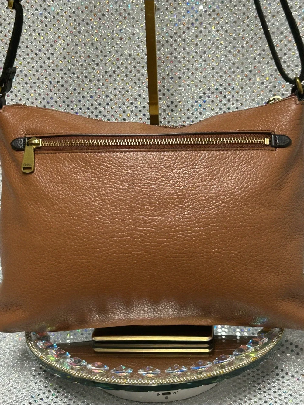 Fossil Two-Tone Brown and Black Messenger Crossbody Bag Approx. 13 x 9 x 2